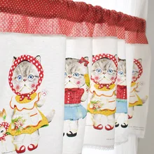 Japanese cute cat series cotton Japanese font b curtain b font home decoration kitchen coffee half