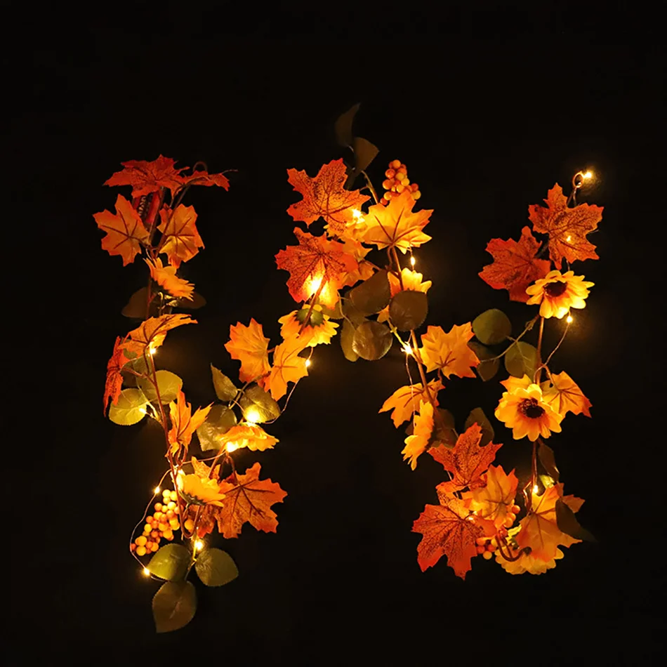

Sunflower maple leaf light string for shopping mall/hotel/bar/fireplace decoration,Hallowen Garland party supplies,Home decor.