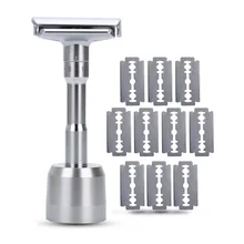 Бритва с двойным лезвием Мужская Регулируемая бритва для бритья классические лезвия для безопасной бриты экспозиция шесть уровней 1 ручка 5 и 10 лезвий 1 держатель