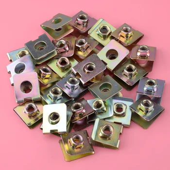 

beler New 30pcs 6mm M6 Hole Spring Metal Plate U-Type Rivet Clips Speed Nuts Fastener for Car Panel Fender