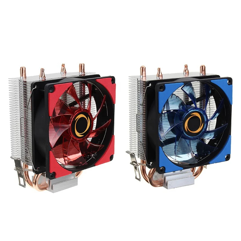 High Quality Dual LED CPU Fan Heatsink Radiator 9cm For Intel LGA1155X 1151 AMD Socket New