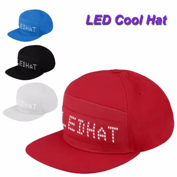 

LED Hat Programmable Scrolling Message Display Board Baseball Cap Hip Hop Party Parade Golf Cap #Zer