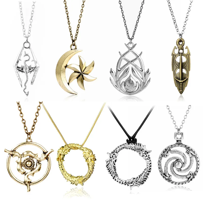 Classic Games The Elder Scrolls Necklace Men Women Cosplay Jewelry Metal Pendant Necklaces