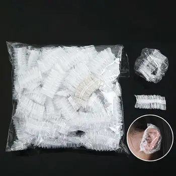 

100pcs Disposable Plastic Waterproof Ear Protector Cover Caps Salon Hairdressing Dye Shield Protection Shower Cap Tool