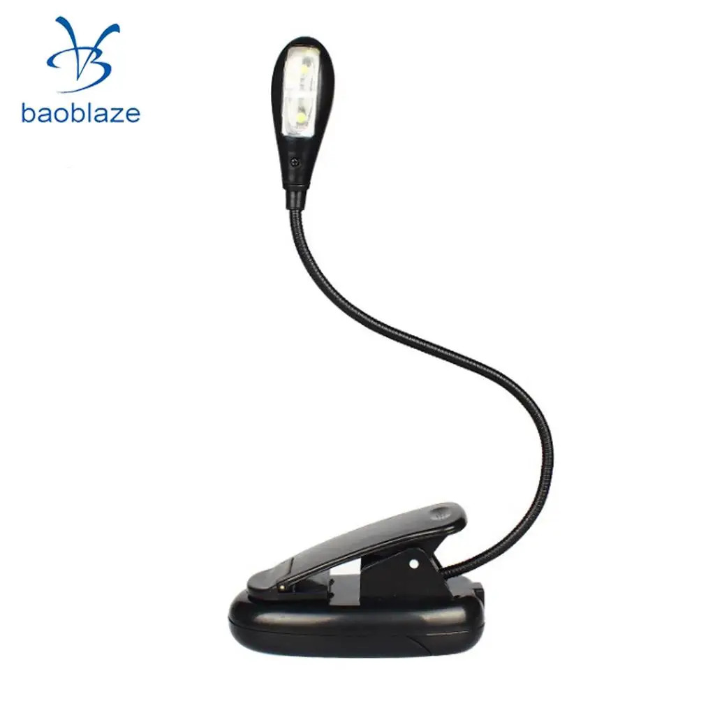 Portable Travel Flexible Neck 2led Clamp clip-on Reading book light Lamp, Battery and USB Powered , 2 ways to offer power	