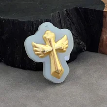 Yu xin yuan fine jewelry Hetian gold jade inlay Cross necklace trendy charm pendant for best wishes