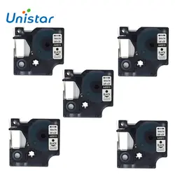 UNISTAR 5 шт. 40910 S0720670 этикетки лента Совместимо для Dymo D1 Label Maker 9 мм черный на прозрачном LabelManager Бесплатная доставка