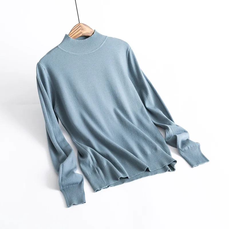 

High Quality Thin Slim Women's Cashmere Sweater Winter Basic Knit Lady's Pullovers Female Knitted Jumper White Bottom Pull Femme