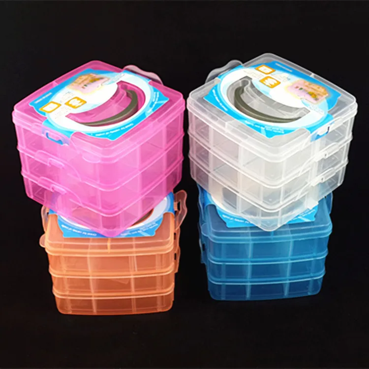 

1PC 3 Layer Square Clear Plastic Jewelry Storage Boxes Beads Crafts Case Containers JF 0673