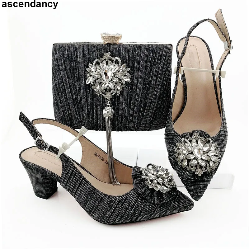 

New Italian Shoes with Matching Bags for Wedding Italy Wedding Shoe and Bag Sets Italian Nigerian Women Party Shoes and Bag Set