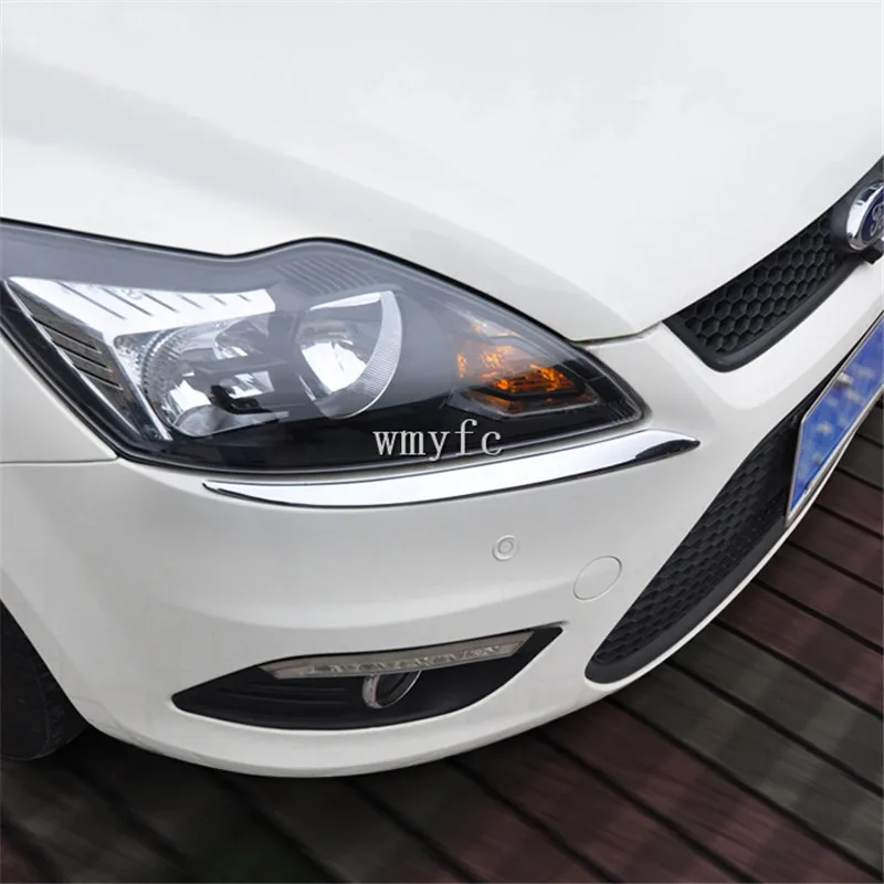 

For Ford Focus 2 2009 2010 2011 ABS Chrome Front Headlight eyebrows Trim cover Head Lights Decoration Protector Accessories 2pcs