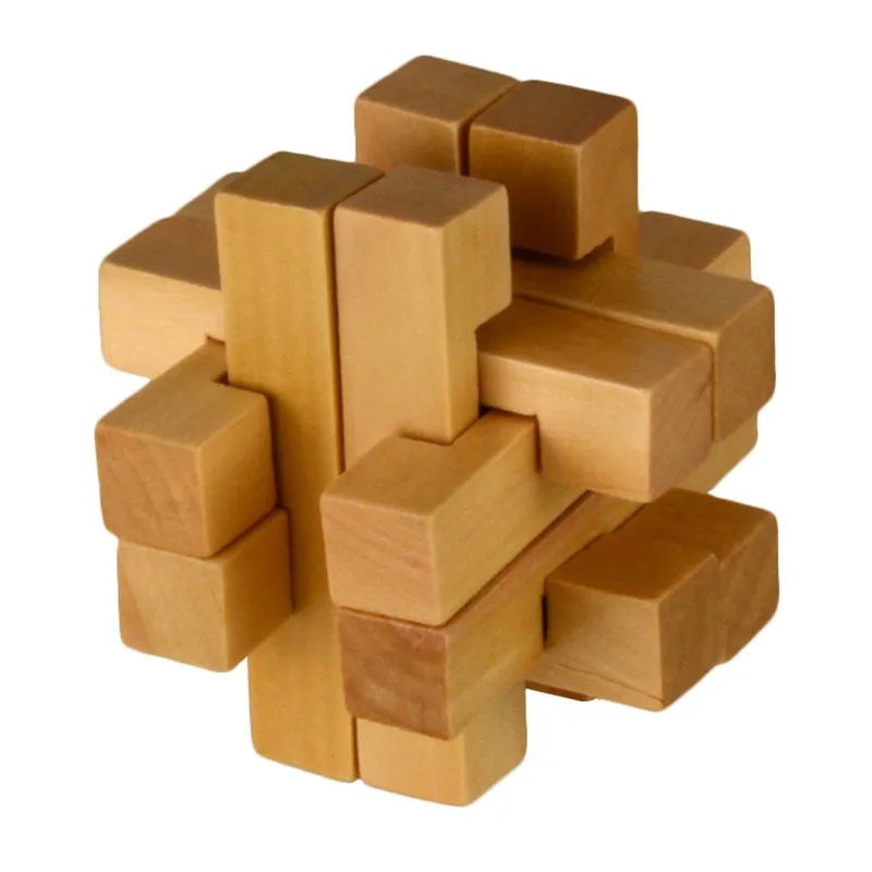 Starz WoodenToy Wooden Unlock Puzzle Cube Kong Ming/Luban Lock Adult