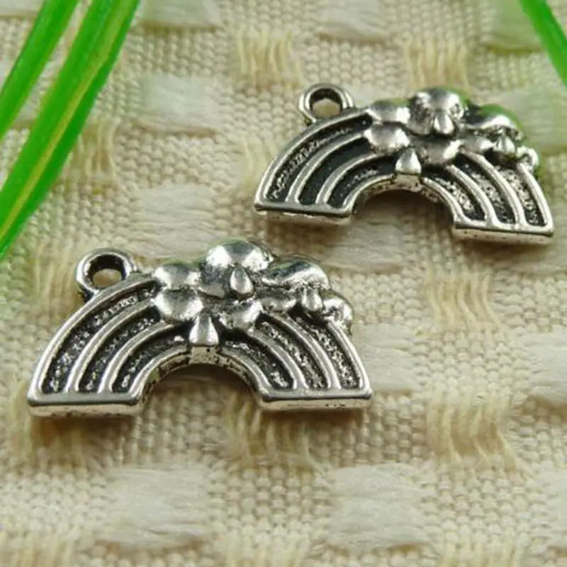 

10pcs Vintage Silver Rainbow Charms Pendants For Jewelry Making Findings Bracelets Handmade Friendship Gift 19X13mm