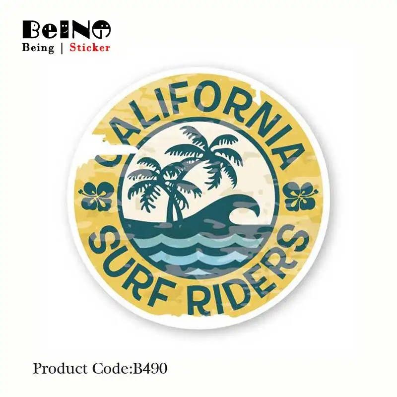 

Seaside Stamp Surf Rider Sticker Coconut Tree Waterproof Suitcase Laptop Guitar Luggage Skateboard Toy Lovely B490 Stickers QY48