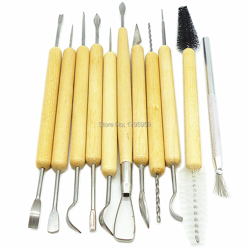11pc Polymer Clay Sculpting Carving Set Wood Models Art Projects