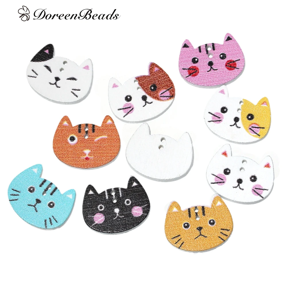 

DoreenBeads Wood Sewing Button Scrapbooking Cat At Random 2 Holes 20.0mm( 6/8")x 16.0mm( 5/8"),10 PCs 2017 new