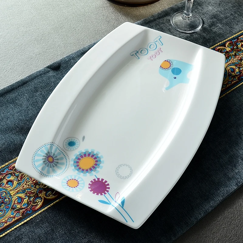 12 inch, real bone china rectangle fish serving plate, buffet serving