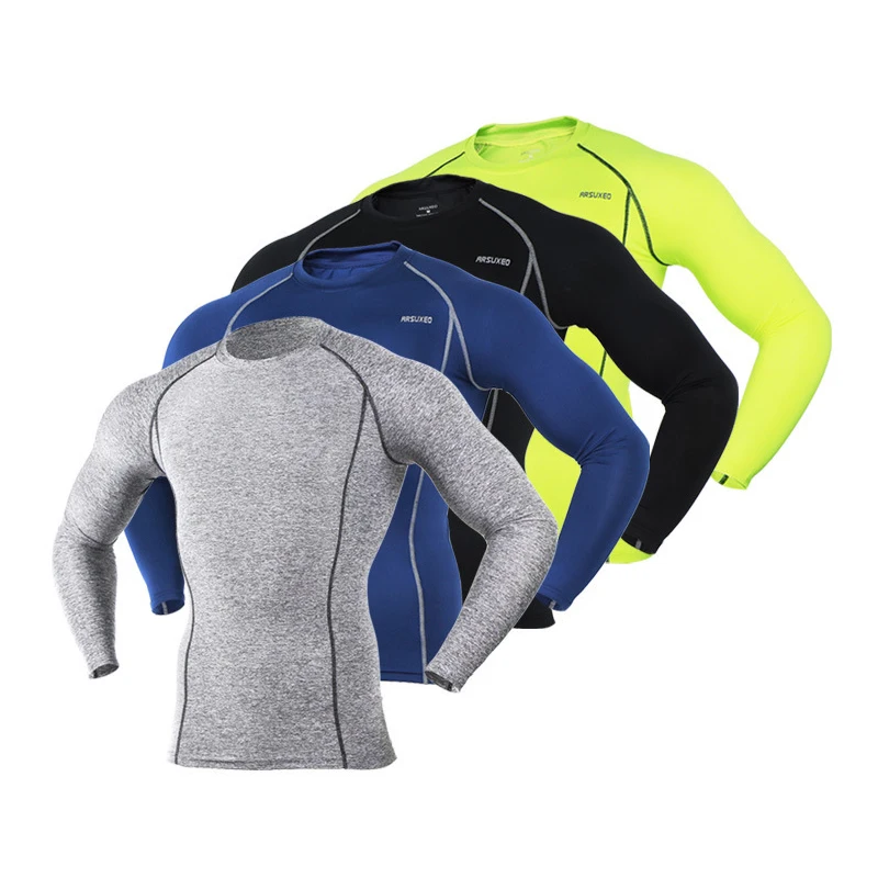 Спортивное нижнее белье для велоспорта, мужская рубашка с длинным рукавом для фитнеса, эластичная одежда для шоссейного велосипеда, колготки, быстросохнущая дышащая одежда