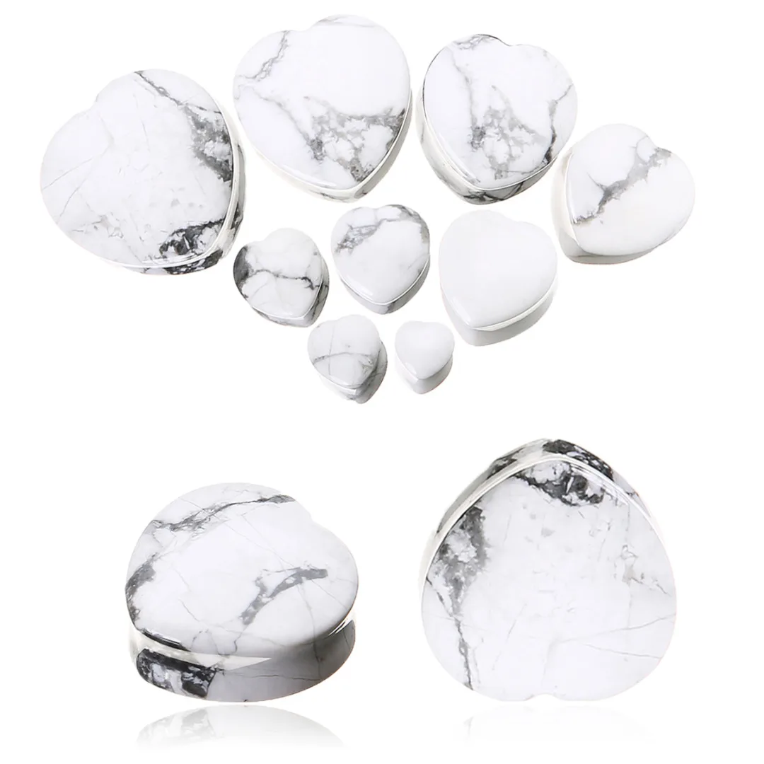 1 Pair Shellhard Heart Shaped Stone Ear Plug Fashion Flesh Tunnel Ear Expander Stretcher For Women Femme Jewelry