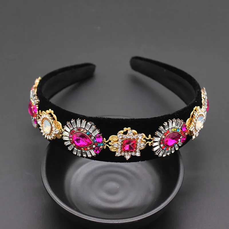 

Baroque rhinestone headband fashion show full color geometry flower wild tide female accessories hair band headband 915