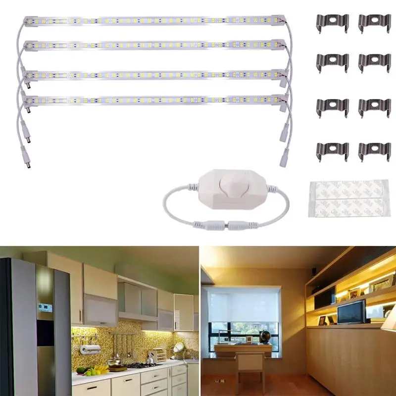 

Strip Light Bar DC12V Aluminium Shell Under Cabinet Shelf Cupboard Lighting LED Strips Push-button Version (Warm Light/EU Plug)