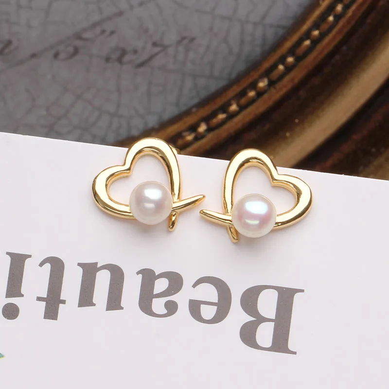 Sinya 18k gold heart design stud earring with natural high luster Round pearls Au750 earring for lover women girl best gift 2018 (9)