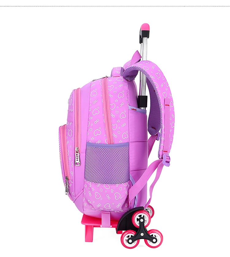 GRADE 2-6 Kids Trolley Schoolbag Luggage Book Bags boys girls Backpack Latest Removable Children School Bags 2/6 Wheels