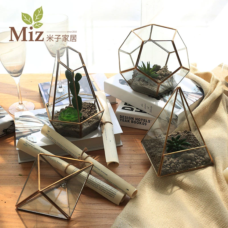 

European Building Geometric Polyhedral Craft Ornaments Glass Flowerpot Succulent Planter Pot George Home Decoration Accessories