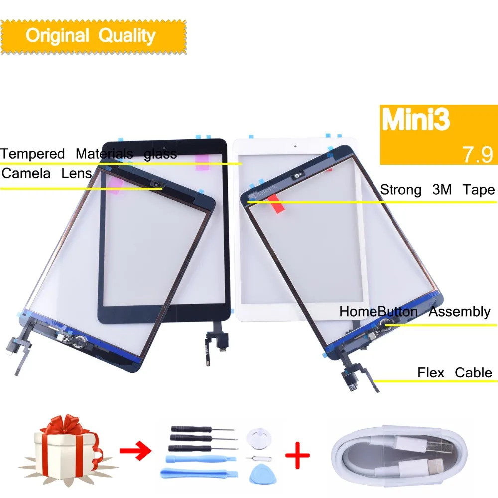 

Original For Apple Mini 3 2014 Touch Screen Digitizer LCD Front Touch Panel for ipad Mini3 A1599 A1600 A1601 With IC Home Button
