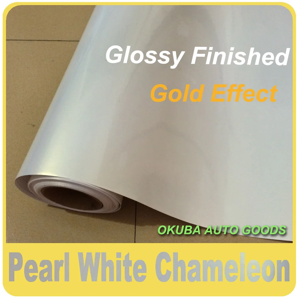 

High quality 1.52*20m Glossy Finished Pearl White Vinyl Car wrap Chameleon Pearl Film Vinyl Sticker Car With Air Bubble Free