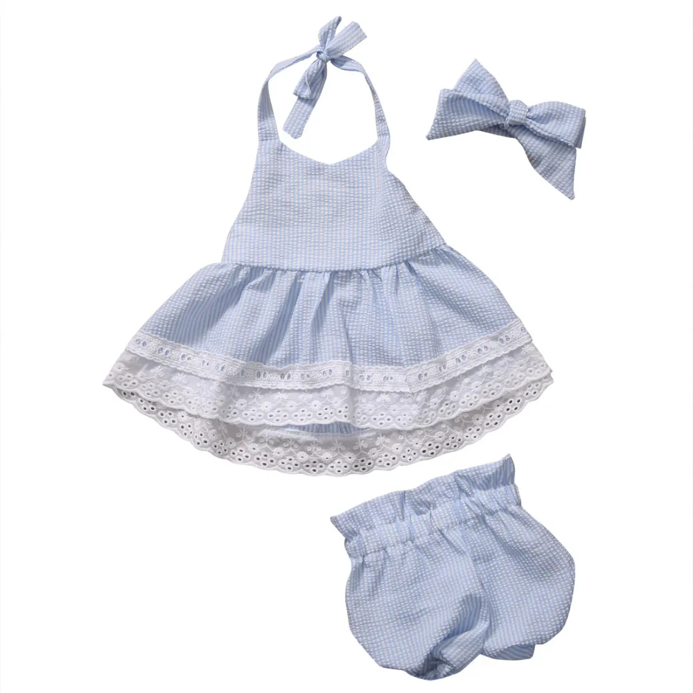 

2pcs Newborn Baby Girls Bowknot Clothes 2017 Summer Striped Vest Tops + Bottoms Outfit Bebek Giyim Toddler Kids Clothing Set