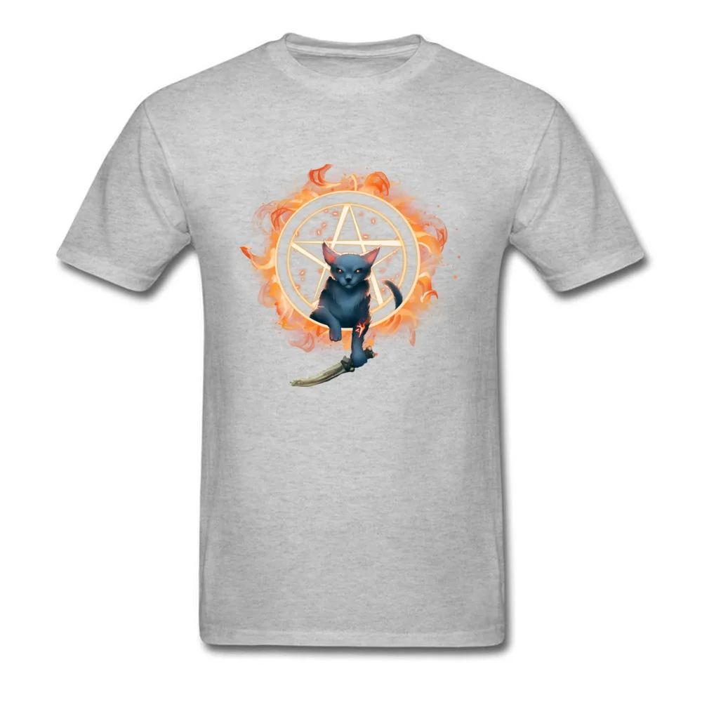 2018 Supernatural KittyCat Cain Geek Short Sleeve T Shirt Summer Round Collar 100% Cotton Tops Shirt for Men Tees Customized Supernatural KittyCat Cain grey