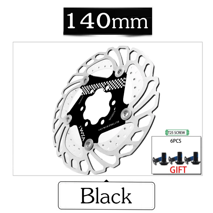 VXM Велосипедный тормозной охлаждающий диск плавающий ледяной ротор для MTB шоссейного велосипеда 203 мм 180 мм 160 мм 140 мм охлаждающие тормозные роторы детали велосипеда - Цвет: 140mm Black