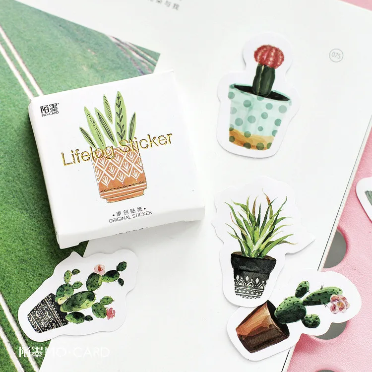 

45pcs/pack Kawaii green plant cactus Stickers Cute Diary Decoration Scrapbooking DIY seal Sticker Stationery Free shipping