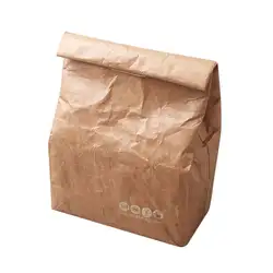 Обед Сумки из натуральной кожи многоразовая коробка мешок Прочный Термоизолированный Бумага сумка закуски сумка-холодильник контейнер