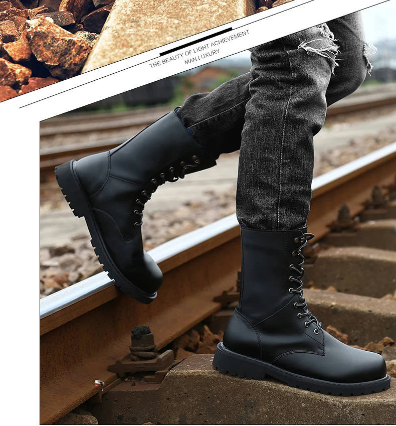 NEW Military Boots Men Winter Shoes Warm Men Leather Boots Footwear Cowboy Tactical Boots Men Casual Shoes