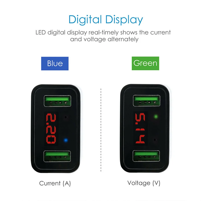 2-Порты и разъёмы для мобильных телефонов через USB Зарядное устройство светодиодный Дисплей настенный адаптер быстрой зарядки ЕС/США штекер 2.2A