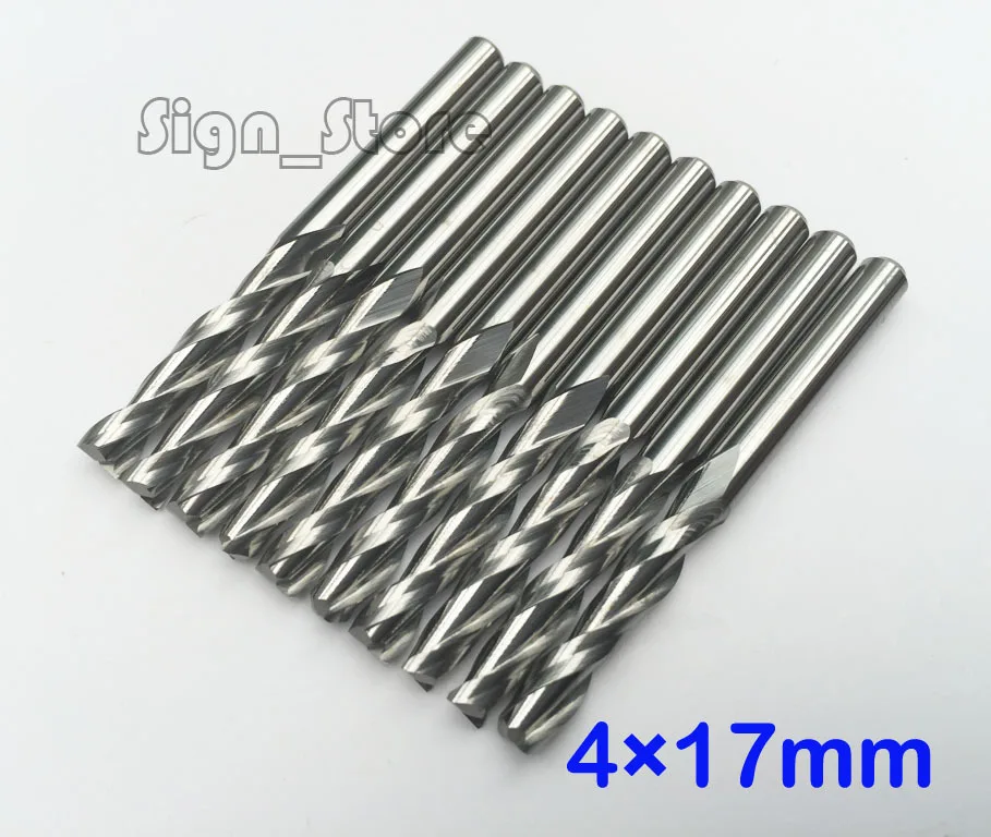 

10pcs 4MM X17MM Carbide CNC Double Two Flute Spiral Bits CEL 17mm milling cutter router bits for CNC Machine Engraving