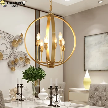 

Gold Led copper Lamps Chandeliers Living Room fixtures table hanglamp Holtel shop home modern Loft Luminaria light E14