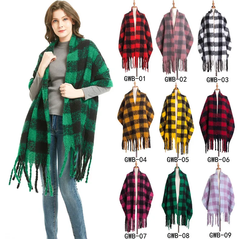 green plaid cashmere scarf