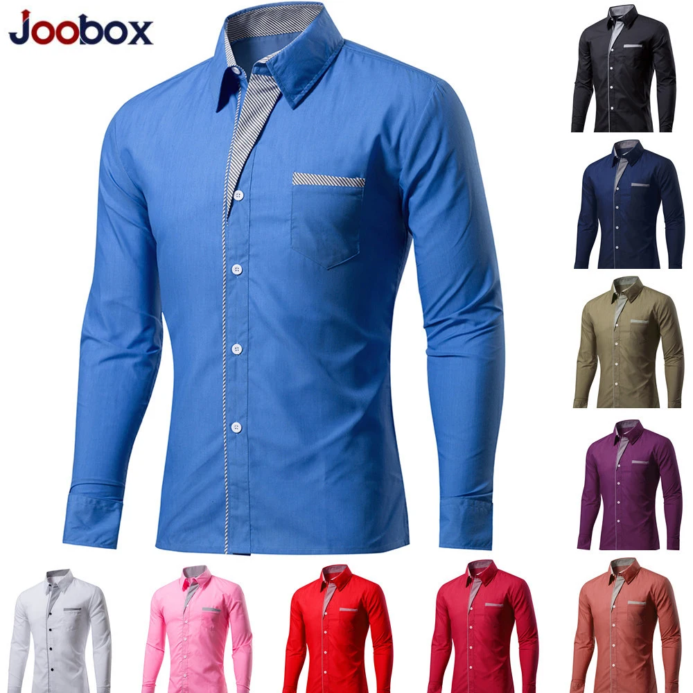 Мужская рубашка с длинным рукавом Camisa Masculina Повседневная приталенная в Корейском