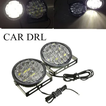 

best selling One pair 12V 18LED Round Fog lamp white high power light universal Car Driving Running light