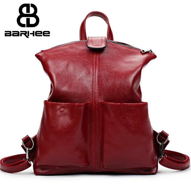 Women Backpack High Quality Leather Sac A Main School Bags For Teenagers Girls Top Handle Large