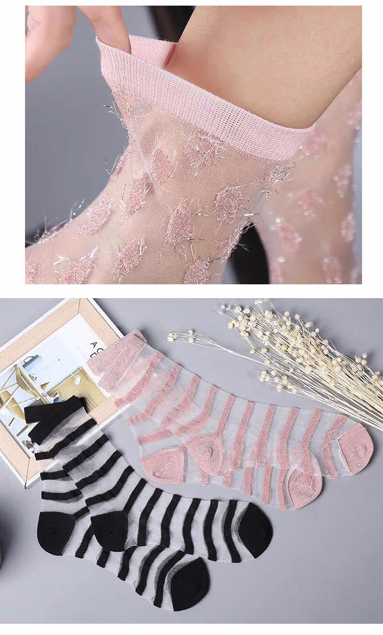 UNIKIWI. Винтажные женские тонкие носки в горошек. Забавные женские прозрачные сетчатые носки в горошек эластичные носки женские Чулочные изделия