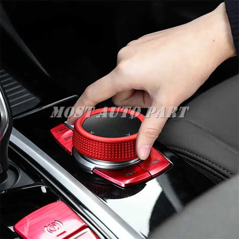 

Inner Console iDrive Multimedia Knob Cover For BMW 5 7 Series G30 G31 G11 G12 2016-2019 Red/Silver