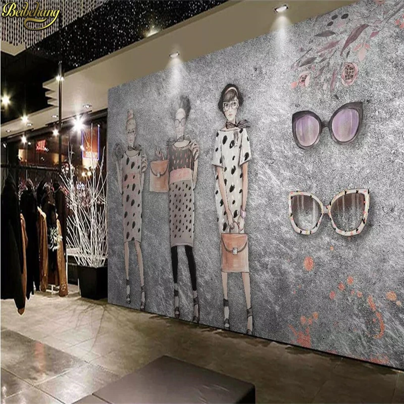 beibehang Custom 3d wallpaper mural retro hand-painted beauty clothing store tooling wall papers home decor papel de parede