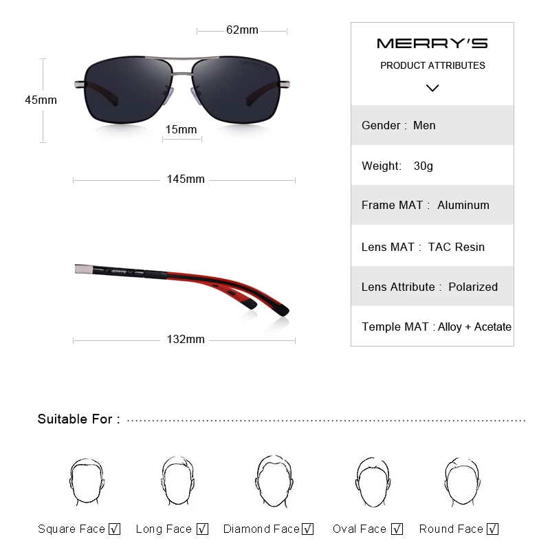 Beste MERRYS ONTWERP Mannen Classic HD Gepolariseerde Zonnebril Voor Driving Luchtvaart Aluminium Heren zonnebril UV400 Bescherming S8714