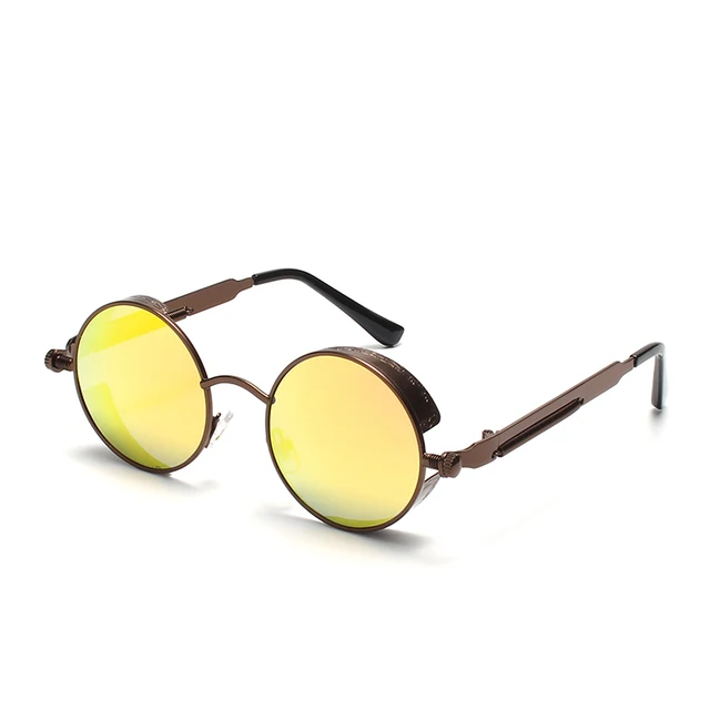 OLEY Brand Metal Round Steampunk Sunglasses Men Women Fashion Color film punk sun glasses Driving Anti-glare Eyewear UV400 Y261 Y261 C5