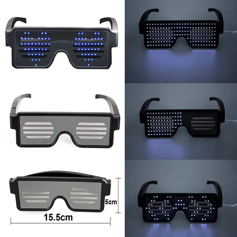 

Cosplay New 12 Modes Quick Flash Led Party Glasses USB Charge Glasses Christmas Concert Colorful Light Toys Dropshipping Goggles