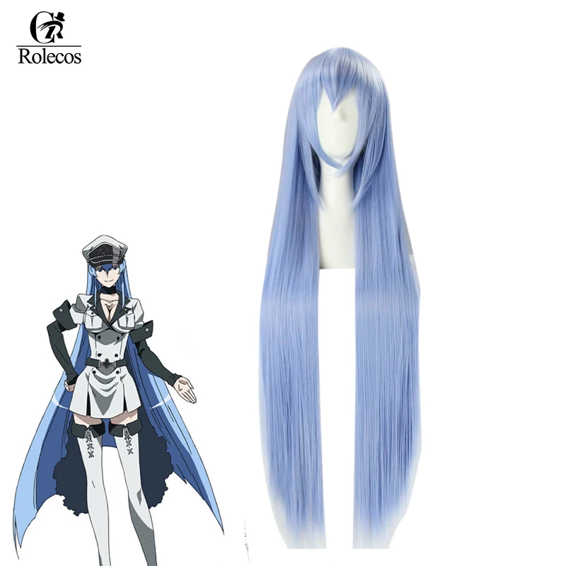 

ROLECOS Akame ga KILL Anime Cosplay Headwear Esdeath Cosplay Synthetic Hair Esdese Long Blue 100cm Hair